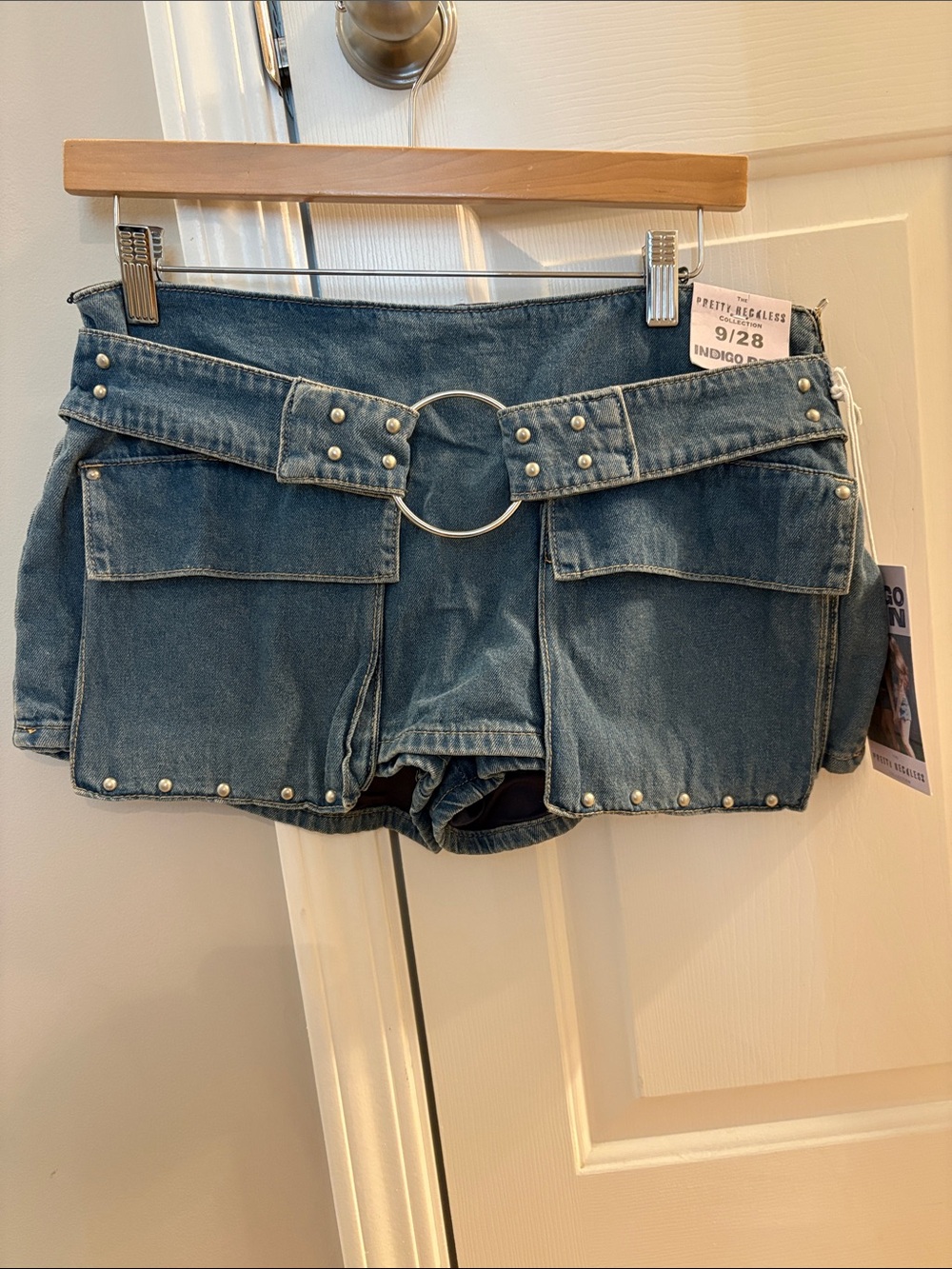 Pretty Reckless Collection Indigo Rein Denim Utility Skort with Ring Belt